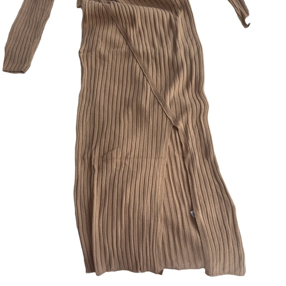 Asos Womens Brown Knit V-Neck Sweater Midi Dress - Size 6 - New - Picture 4 of 6